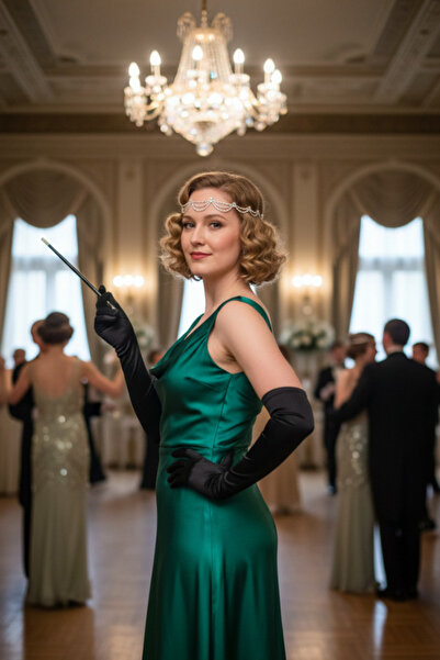 shop Set de costume Great Gatsby din anii '20 - Pelerină cu cristale, mănuși ...