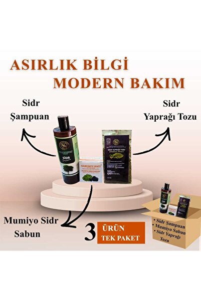 Sabuncu Hacı Es-Sidre Original Arabia Sidr Set of 3 Natural Shampoo. Mumiyo S...