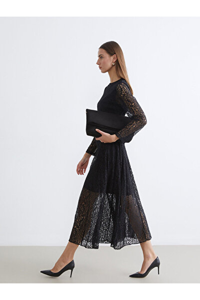 LC Waikiki Black Crew Neck Lace Dress