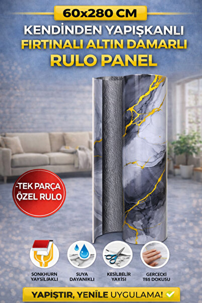 UKAB DEKOR Tek Parça Rulo 1 Adet 60x280 Cm Kendinden Yapışkanlı Esnek Köpük P...