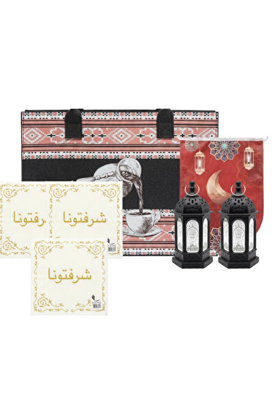 Generic مجموعة رمضانية طقم سلة -مناديل-فانوس اسود ورابات رمضانية نادر هدايا ر...