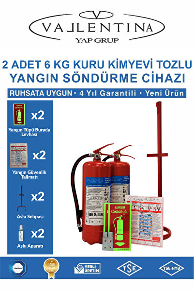 VALLENTİNA 6KG TOZLU YANGIN SÖNDÜRME CİHAZI RUHSATA UYGUN TSE-HYB/CE BELGELİ(...