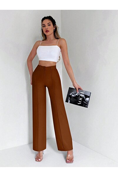 DUUE FASHİON Γυναικείο κλασικό υφασμάτινο παντελόνι με σωληνωτό τελείωμα