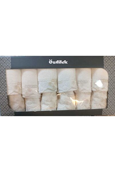 Özdilek Beyza Güpürlü 12-Piece Towel Set Cream
