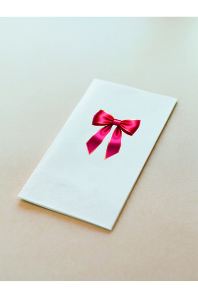 Baskı Adresi Matbaa & Promosyon Printed Servicing Napkins with Red Long Bow a...