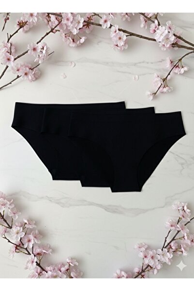 MEOW Women's 3-Piece Seamless Laser Cut Non-Marking Lycra Bikini Slip Panties