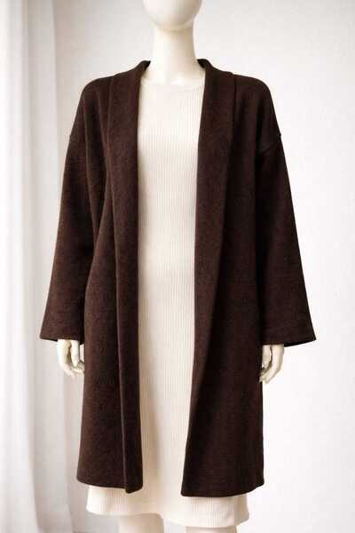 arslan triko Kahverengi Kadın Uzun Triko Hırka