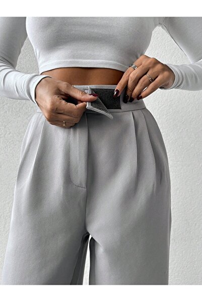 DUUE FASHİON Γυναικείο υφασμάτινο παντελόνι με ελαστικό τελείωμα στα μπατζάκια