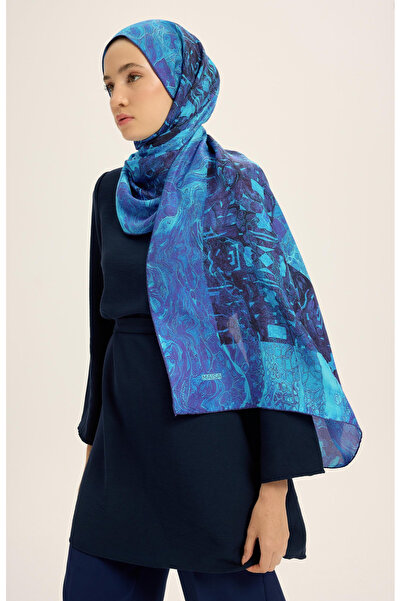 Maisa Merz Cotton Silk Shawl 70*190 cm - Cobalt Blue