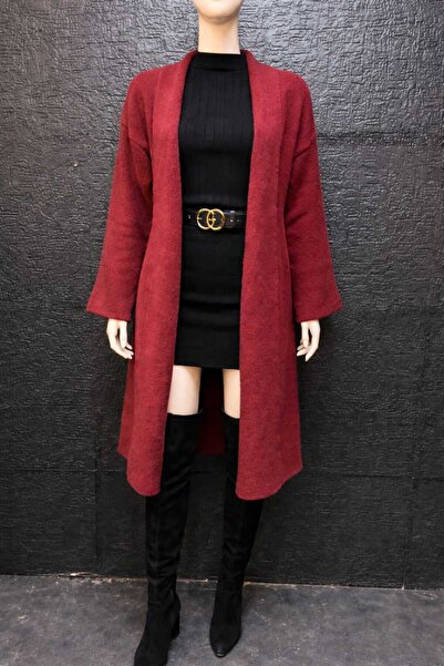 arslan triko Bordo Kadın Uzun Triko Hırka