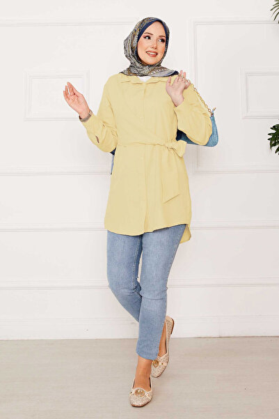 EBRUTESETTÜR Allerli Side Tie Hijab Shirt Light Yellow