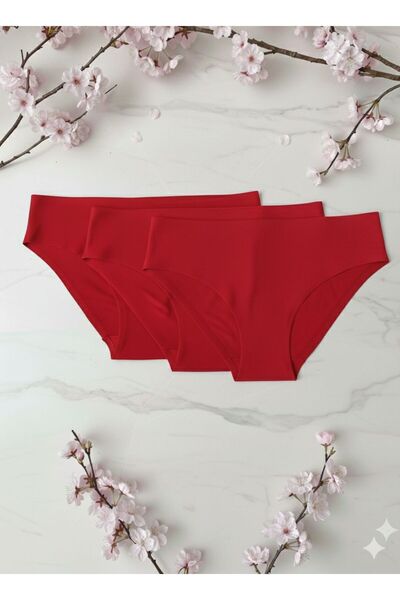 MEOW Women's 3-Piece Seamless Laser Cut Non-Marking Lycra Bikini Slip Panties