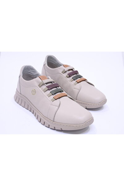 Daloğlu Bej Genuine Leather Orthopedic Comfort Comfortable Women's Shoes