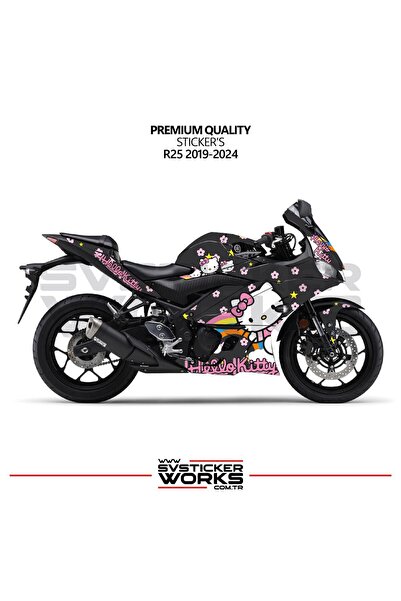 ARONA YAMAHA R25 Hello Kitty Kaplama Sticker Motor Kaplama Modeli Hazır Kit 2...