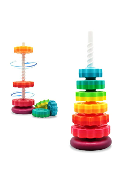 varioshop Jucărie pentru bebeluși – Spirală stivuibilă cu 6 inele colorate