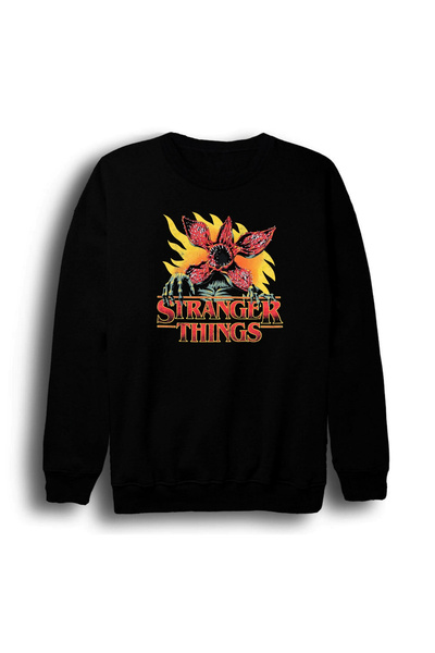 fame-stoned Stranger Things Demogorgon cu imprimeu Unisex bumbac 100% guler r...