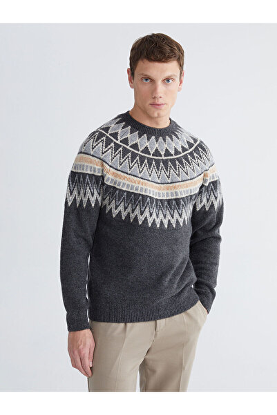LC Waikiki Peak New Season Crew Neck Patterned Men's Knitwear Sweater