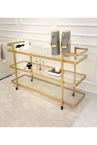 CN Arabian-style 3-tier gold-plated iron and clear glass