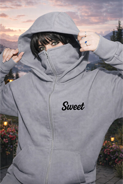 Pink Sky Unisex Sweet Printed Zippered Hooded Sweatshirt