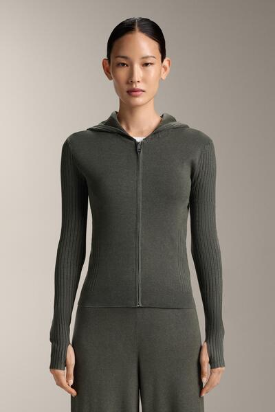 Oysho Slim Fit knit jacket with hood