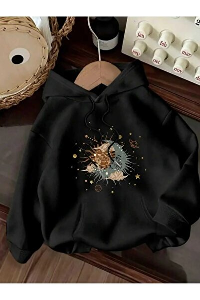 Elvino سويت شيرت Sun Moon Planet مطبوع للنساء/الرجال للجنسين قصة فضفاضة بغطاء...