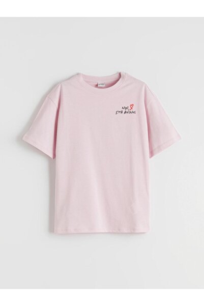 LC Waikiki Rmz Gi̇yi̇m Farkiyla Nyc Letter Printed Girls' T-Shirt