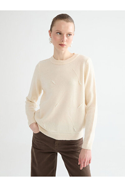 LC Waikiki Ozmarka New Season Crew Neck Pearl Embroidered Women's Knitwear Sw...