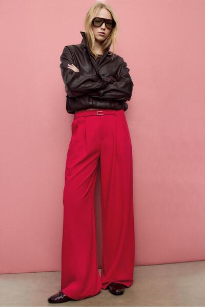 Stradivarius Tokalı detaylı geniş paça pantolon