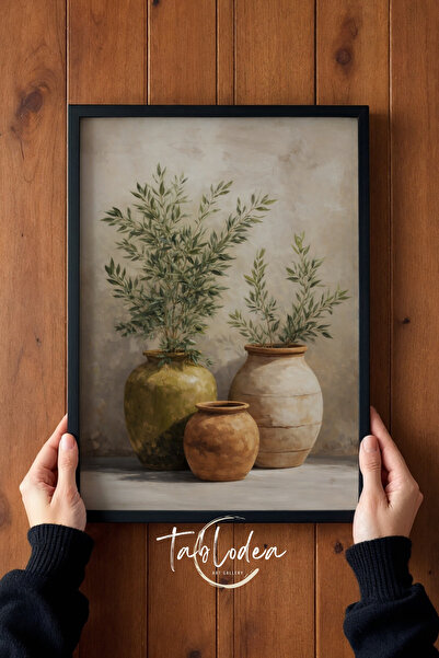 tablodea Pinterest Tarzı Vintage Zeytin Dalı Vazo Tablosu TD Bohem İskandinav...