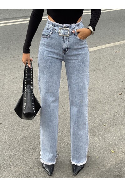 Swet Shop Jeans Women's High Waist Faded Effect Vintage Belted, Waist Tassel ...