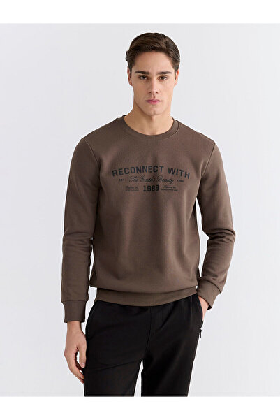 LC Waikiki Rmz clothing season deals brown crew neck men's thick sweatshirt
