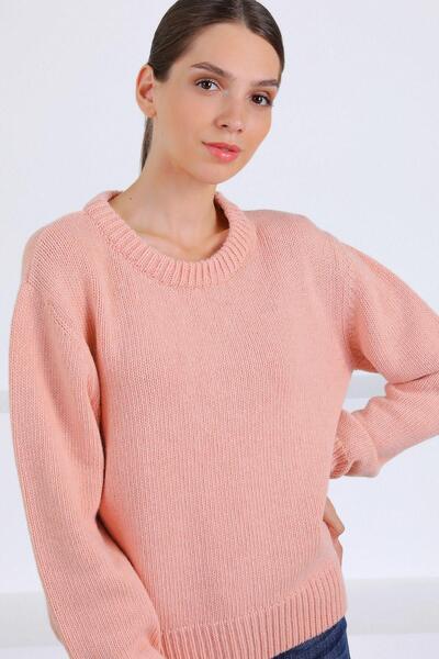 Ferraro Powder Crew Neck Wool Basic Women's Knitwear Sweater