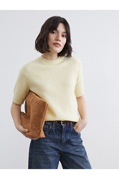 LC Waikiki LCW Vision Pulover tricotat pentru femei, cu gât rotund, galben