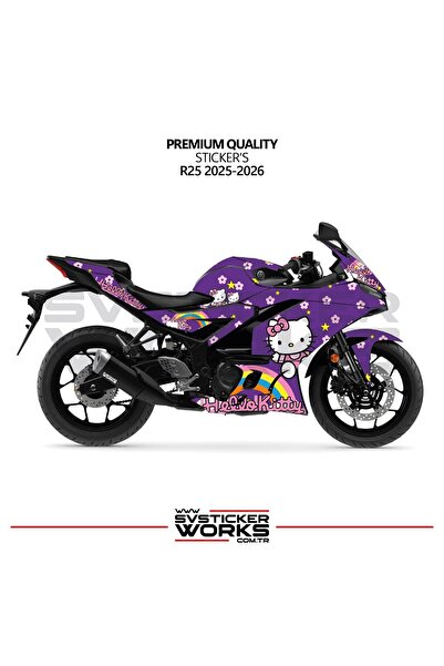 ARONA YAMAHA R25 Hello Kitty Kaplama Sticker Motor Kaplama Modeli Hazır Kit 2...