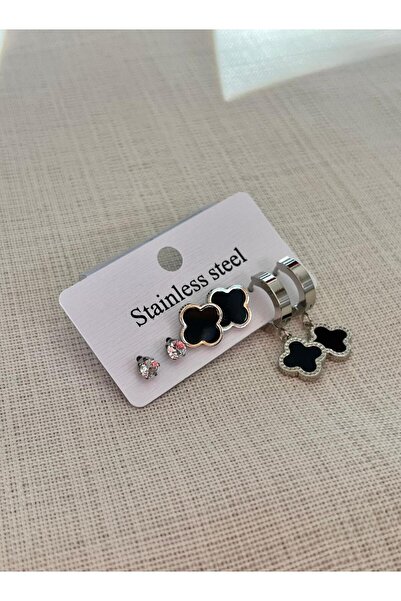 D&Z ACCESSORİES مجموعة من 3 أقراط على شكل نبات البرسيم |   طقم أقراط من الفول...