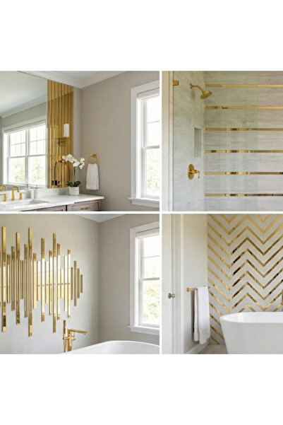 pleksisanati Lüks Aynalı Pleksi Duvar Şeridi - Kendinden Yapışkanlı Dekoratif...