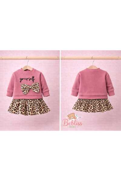 Beblissmini Kız çocuk leopar detaylı ikili takım