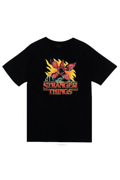 fame-stoned Stranger Things Demogorgon cu imprimeu Unisex bumbac 100% Negru t...