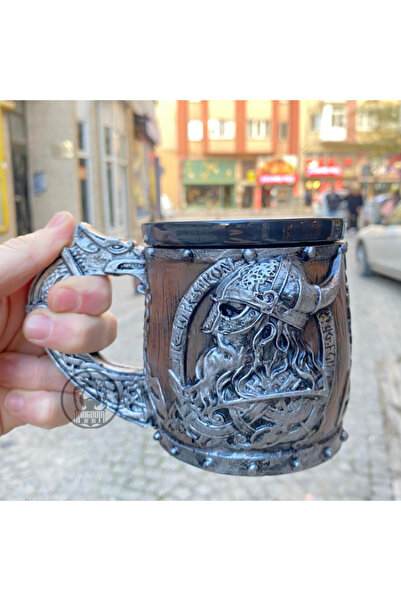 FG KONNİCHİWA Viking Horned and Viking Models Mug Hand Painted Ceramic & Poly...