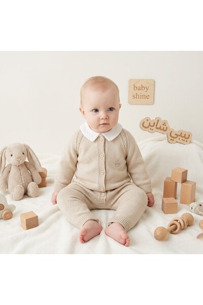 Baby shine أفرول شتوي تركي للجنسين من التريكو الفاخر الناعم + بربتوز 100% قطن...