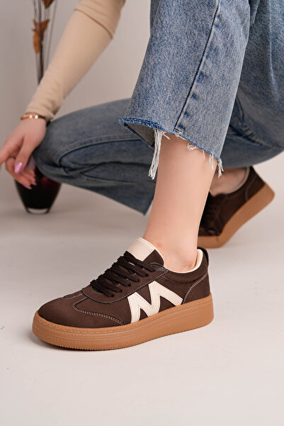 RoseVeno Women's Sneaker Lace-Up Flat Sole Bitter Brown Sports Shoes