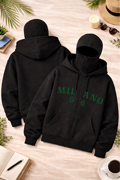 Pink Sky Unisex Milano Printed Zippered Hooded Sweatshirt