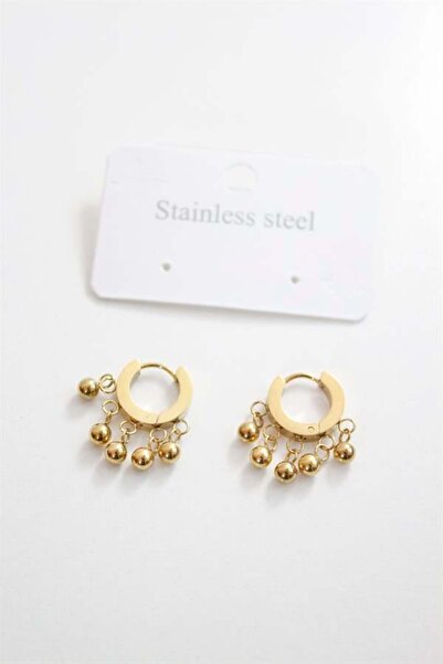 OEM Steel Beaded Hoop Earrings - Gold