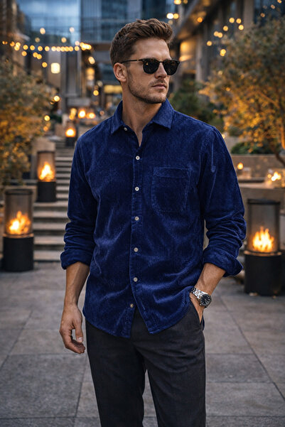 MODA Erkek Regular Fit Rahat Kesim Fitilli Kadife Görünüm Ceket Gömlek