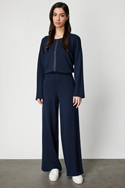 ON TRİKO Elastic Waist Wide Leg Knit Trousers 63321