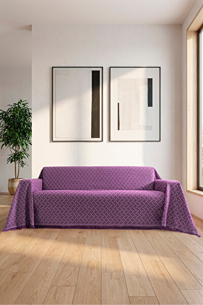 rellhome Cotton Sofa Cover with Fringes | Multi-Purpose Cover | Armchair Shaw...