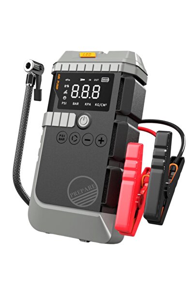 PREPARE Akü Takviye Cihazı Lastik Hava Kompresörü Uyarı Işıklı ve Powerbanklı...