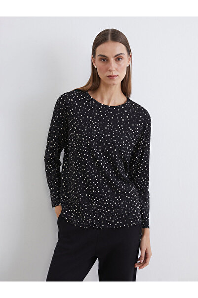 LC Waikiki Black bicycle collar patterned blouse from plus-store