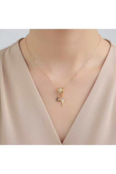 Ralp Moda Gold Color Moon Star Figured Zircon Stone Women's Necklace – Stylis...