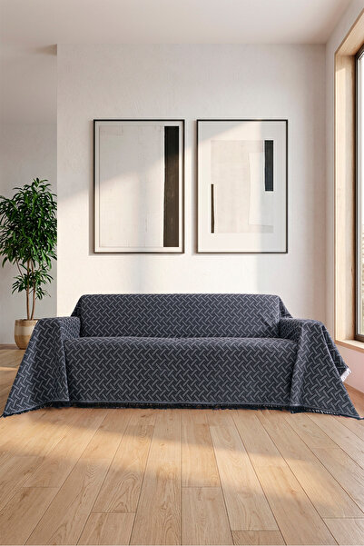 rellhome Cotton Sofa Cover with Fringes | Multi-Purpose Cover | Armchair Shaw...